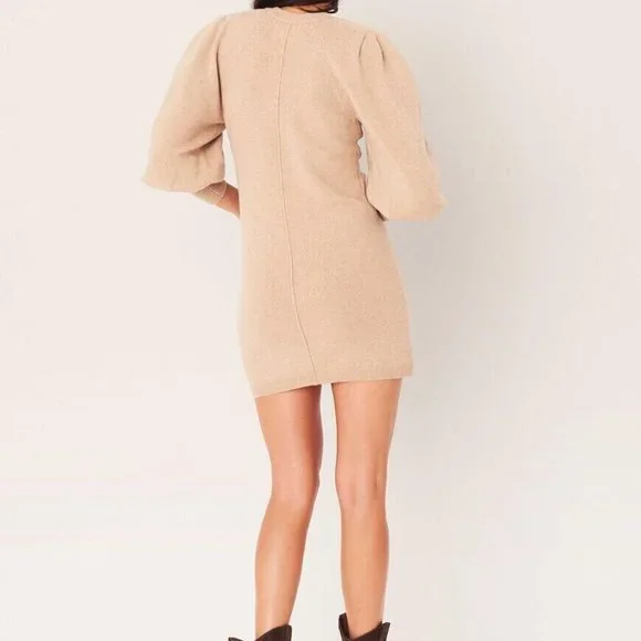 NWT BA&SH Nancy Puffed Sleeve Mini Sweater Dress - Picture 5 of 13